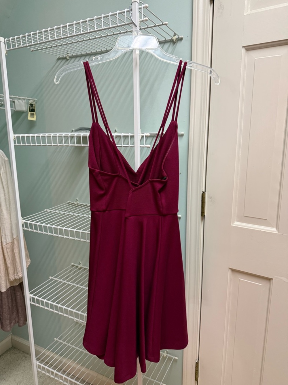 Windsor Deep Plum Maroon Double-Strap Mini Dress - Picture 2 of 6